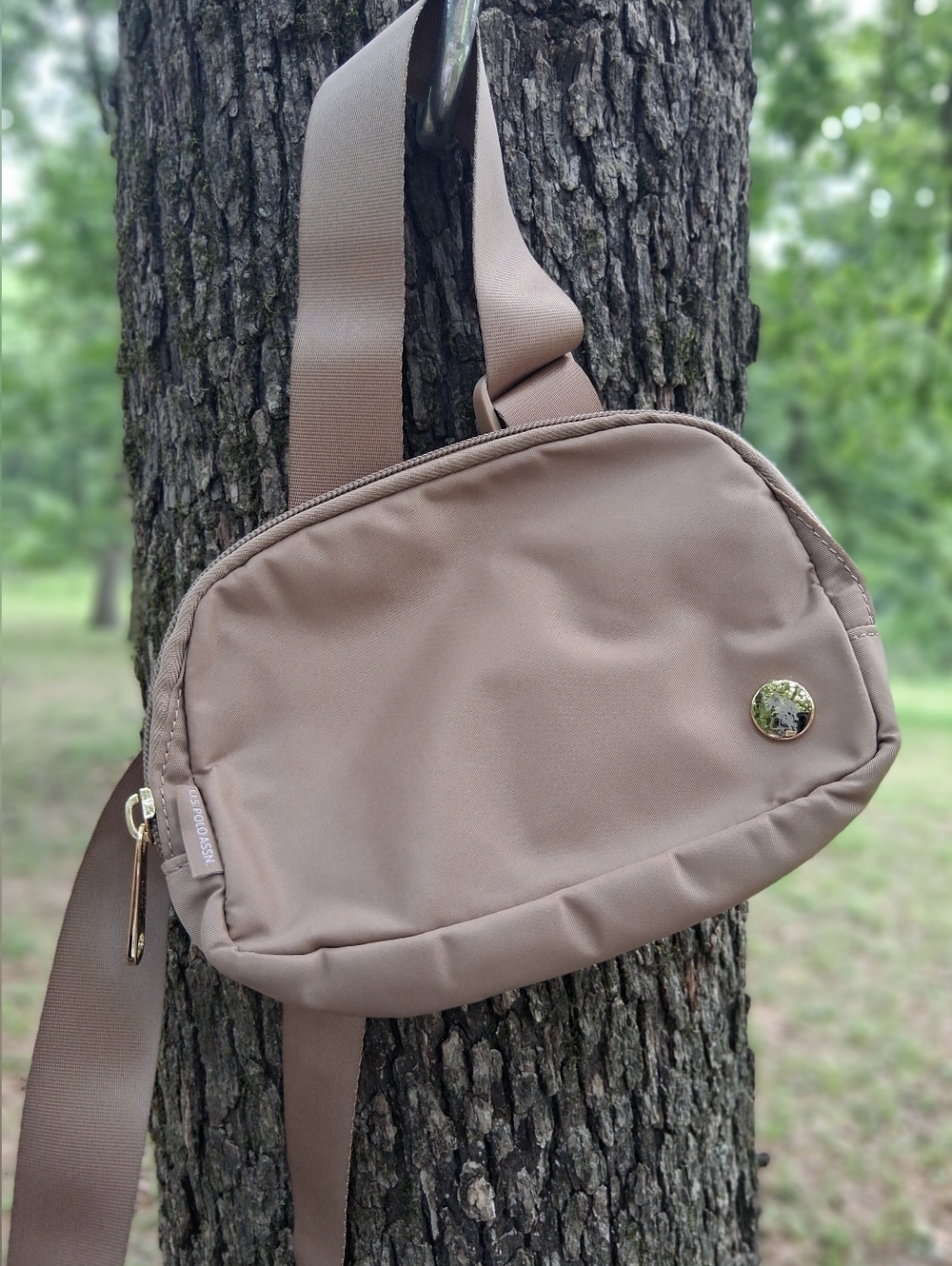 U.S. Polo Assn. Taupe Belt Bag with Gold Accent